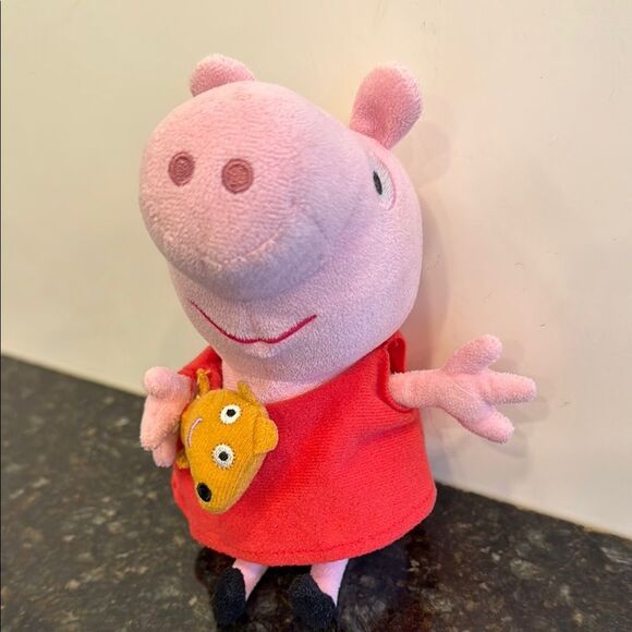 TY Beanie Baby 8” PEPPA PIG & Teddy Bear Plush Animal Stuffed Toy Lovie - Picture 1 of 8